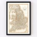 Vintage Map of England 1809