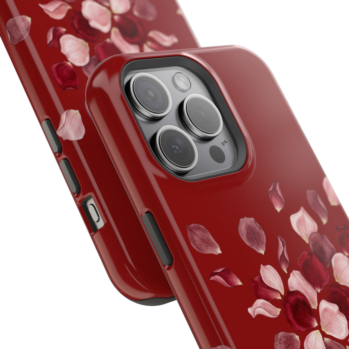 Phone Case — Red Floral Petal Magnetic Impact-Resistant Cover