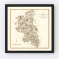 Vintage Map of Buckinghamshire County England, 1801