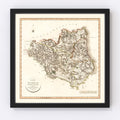 Vintage Map of Durham County England, 1801