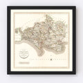 Vintage Map of Dorsetshire County England, 1806