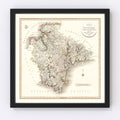 Vintage Map of Devonshire County England, 1807