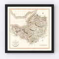 Vintage Map of Somersetshire County England, 1805