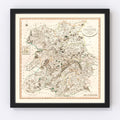 Vintage Map of Shropshire County England, 1805