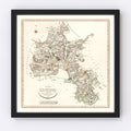 Vintage Map of Oxfordshire County England, 1805