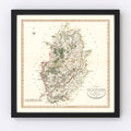 Vintage Map of Nottinghamshire County England, 1801