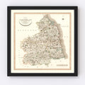 Vintage Map of Northumberland County England, 1807