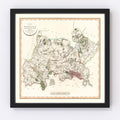 Vintage Map of Middlesex County England, 1801