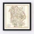 Vintage Map of Lincolnshire County England, 1801