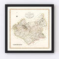 Vintage Map of Leicestershire County England, 1801