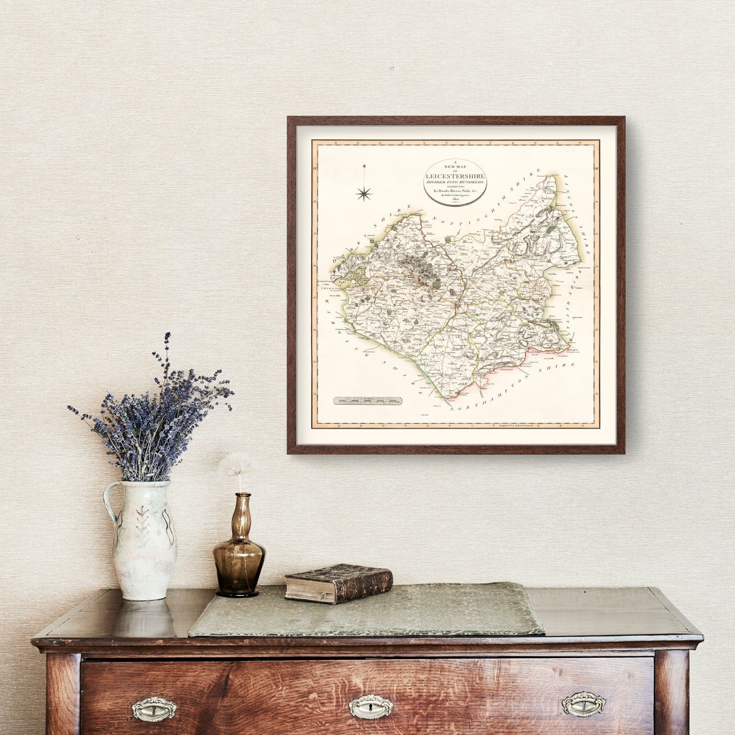Vintage Map of Lancashire County England, 1806