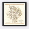 Vintage Map of Huntingdonshire County England, 1801