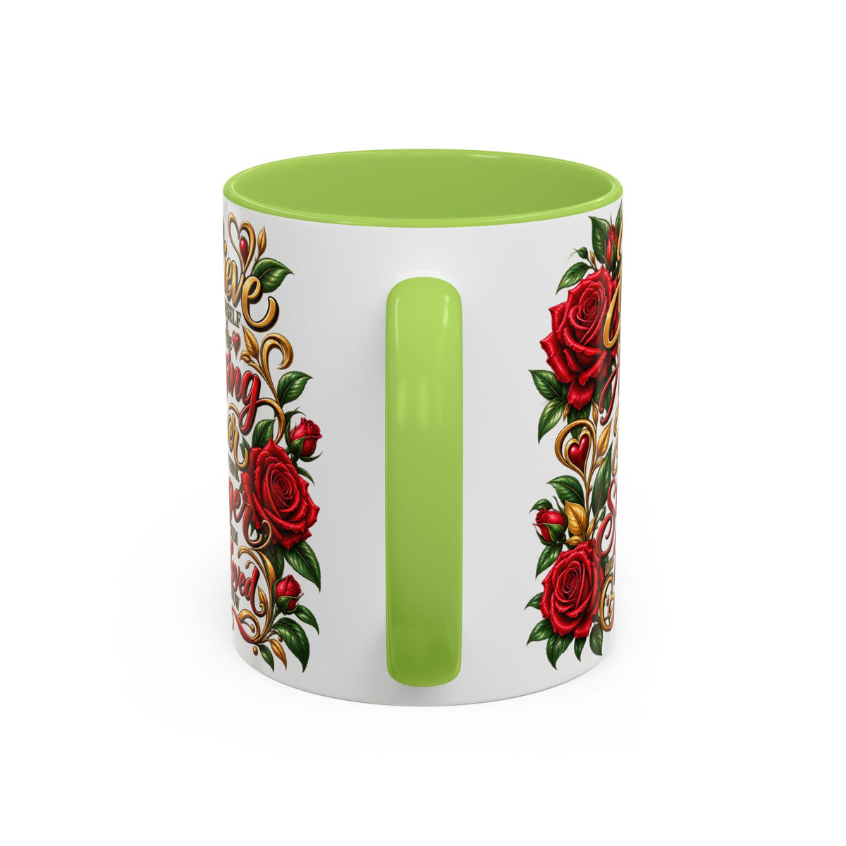 Inspirational Rose Coffee Mug — "Believe in Yourself" Motivational Tea Cup