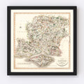 Vintage Map of Hampshire County England, 1801