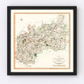 Vintage Map of Gloucestershire County England, 1801