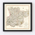 Vintage Map of Essex County England, 1801
