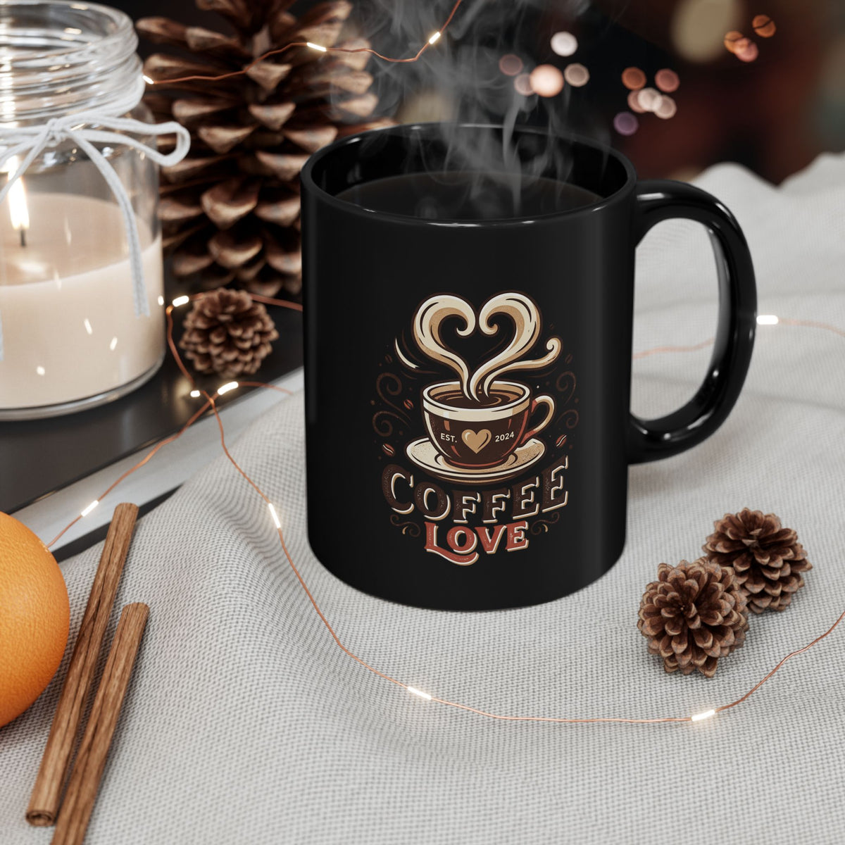 Coffee Love Black Mug — 11oz & 15oz Ceramic Coffee Mug
