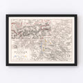 Vintage Map of the Battle of Stockach, 1799