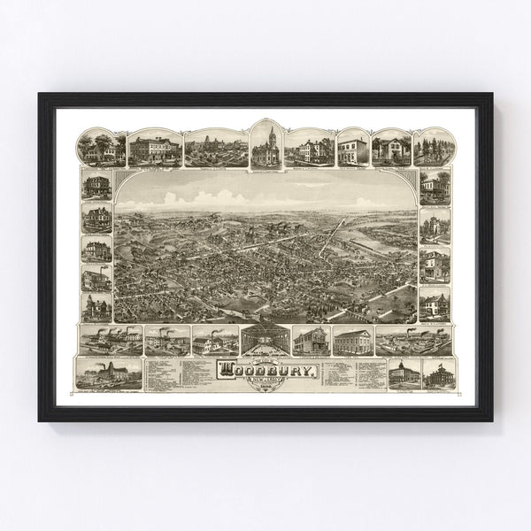 Vintage Map of Woodbury, New Jersey 1886