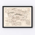 Vintage Map of the Siege of Toulon, 1793