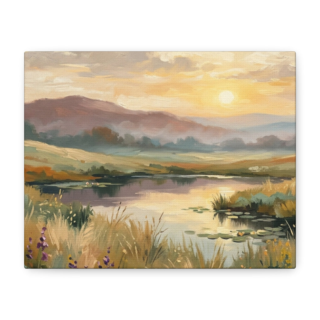 Sunset Meadow Canvas Wall Art — Stretched Matte Landscape Print