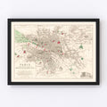 Vintage Map of the Paris French Revolution, 1789