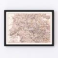 Vintage Map of the Battle of Leipzig, 1813