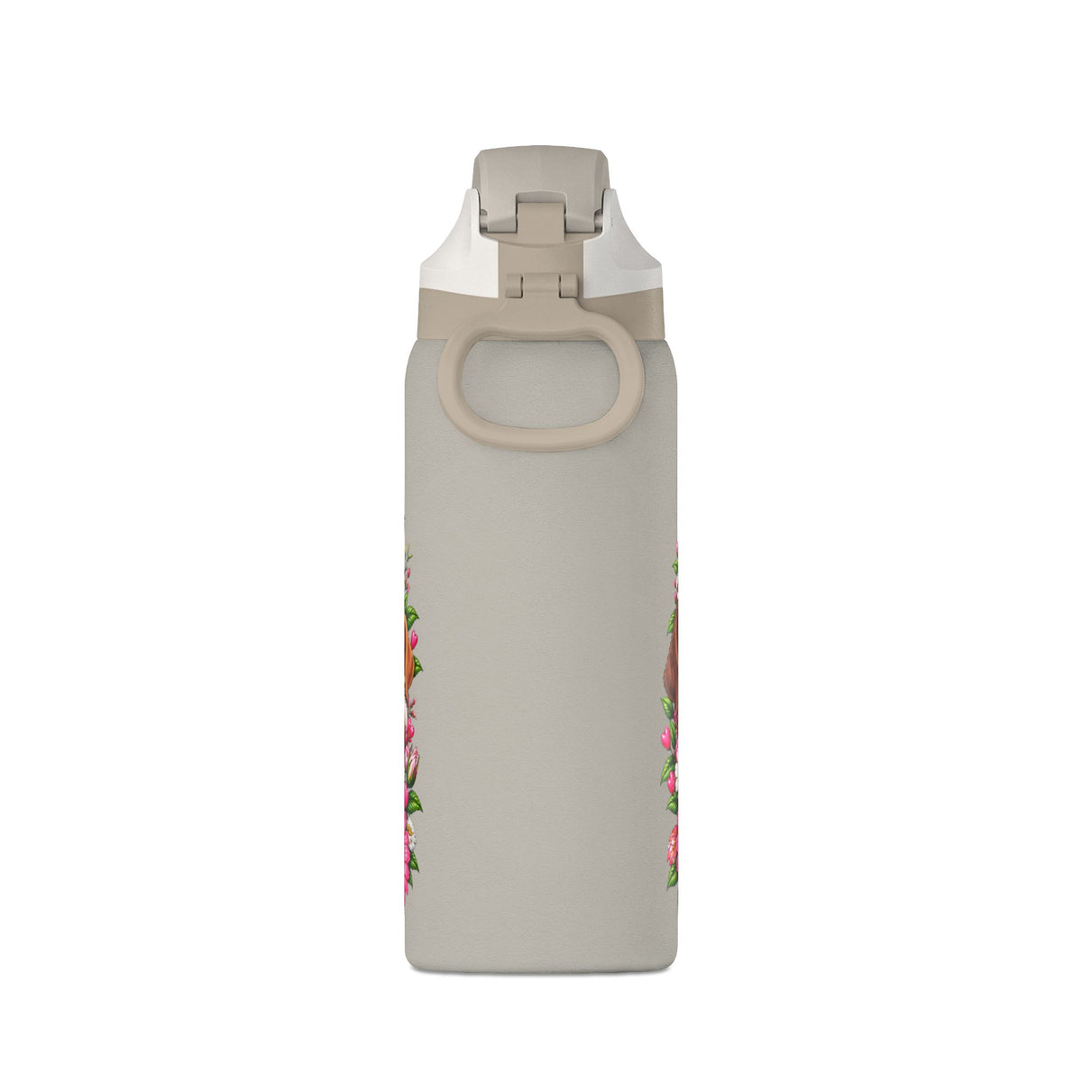 32oz Insulated Water Bottle with Adorable Dogs and Flowers