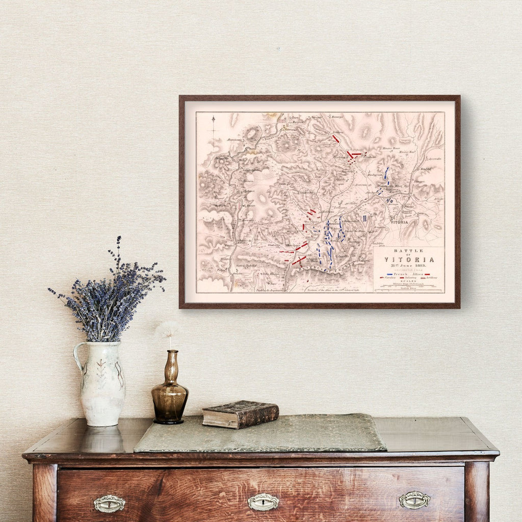 Vintage Map of the Battle of Vitoria, 1813