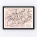 Vintage Map of the Battle of Borodino, 1812