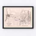 Vintage Map of the Battle of Talavera de la Reyna, 1809