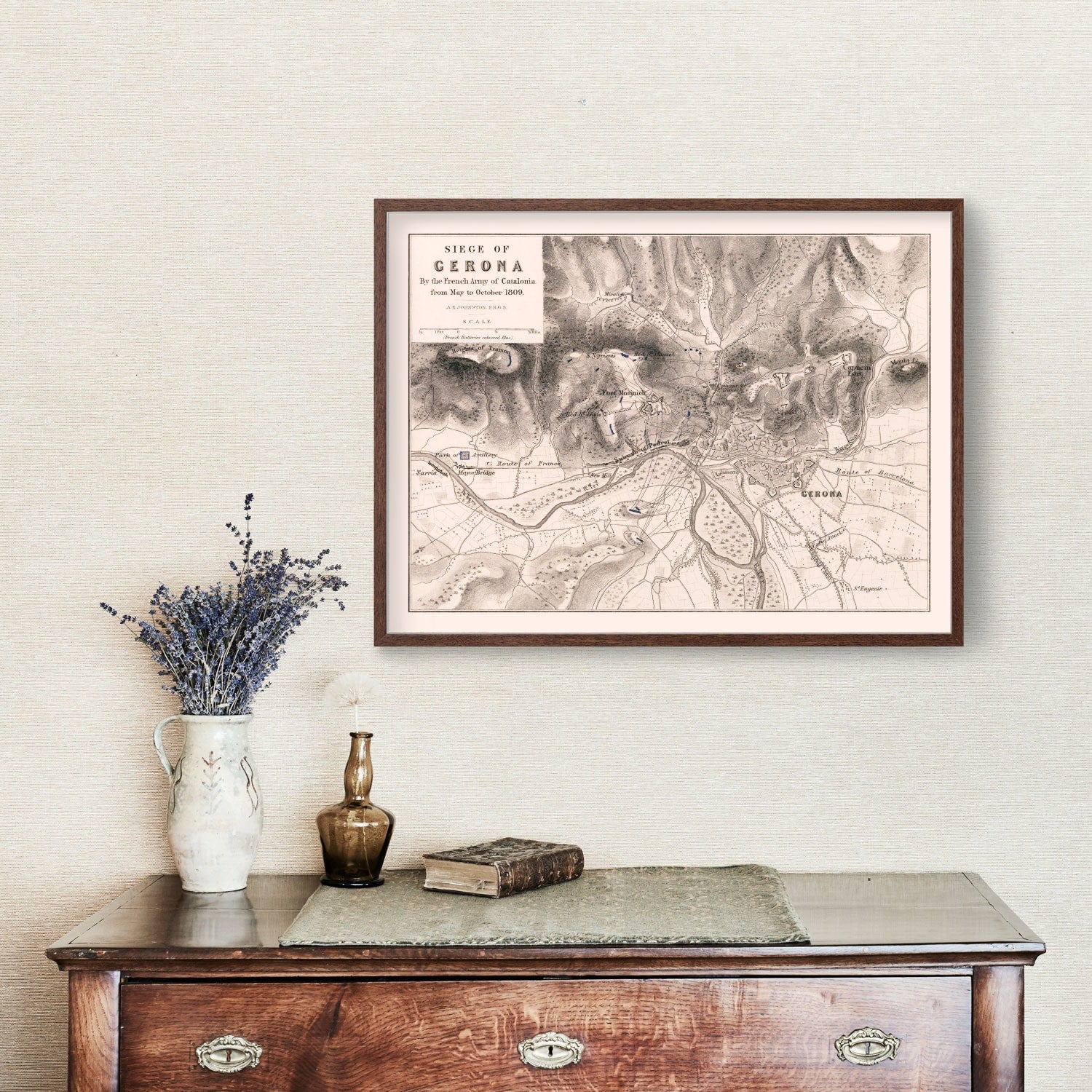 Vintage Map of the Siege of Gerona, 1809
