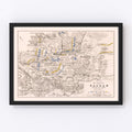 Vintage Map of the Battle of Wagram, 1809