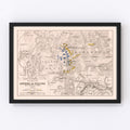 Vintage Map of the Battle of Aspern, 1809