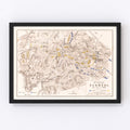 Vintage Map of the Battle of Ecmuhl, 1809