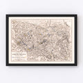 Vintage Map of the Battle of Abensberg, 1809