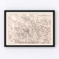 Vintage Map of the Battle of Preussisch-Eylau, 1807