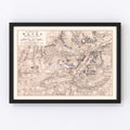 Vintage Map of the Battle of Wavre, 1815