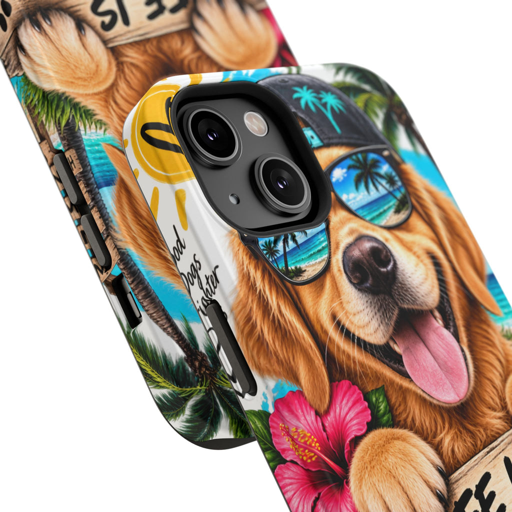Impact-Resistant Phone Case — "Life Is Better With a Dog" Tropical Dog Design