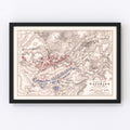 Vintage Map of the Battle of Waterloo, 1815