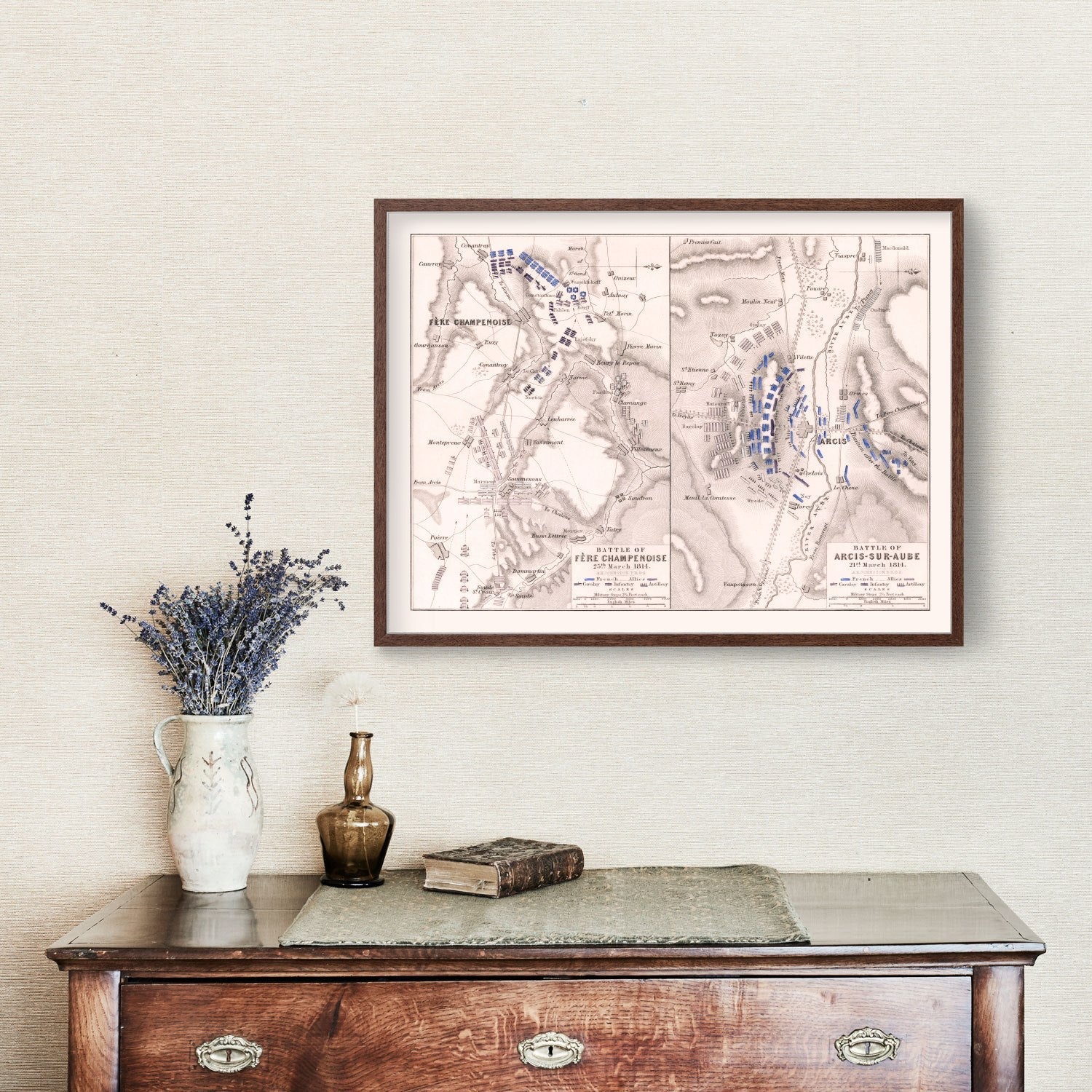 Vintage Map of the Battle of Fere-Champenoise, 1814