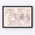 Vintage Map of the Battle of Fere-Champenoise, 1814