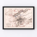 Vintage Map of the Battle of Toulouse, 1814