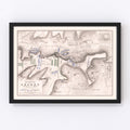 Vintage Map of the Battle of Craone, 1814