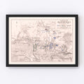 Vintage Map of the Battle of Montmirail, 1814