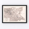 Vintage Map of the Battles In Front of Bayonne, 1813