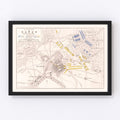 Vintage Map of the Battle of Hanau, 1813