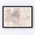 Vintage Map of the Battle of Leipzig, 1813