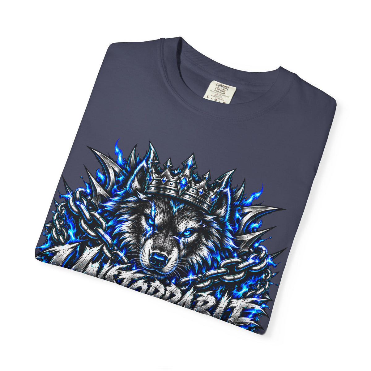 Wolf 'Unstoppable' Graphic Tee — Bold Blue Crowned Wolf Shirt