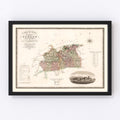 Vintage Map of Surrey England, 1829